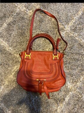 Marcie Leather Satchel - Red Brown,authentic